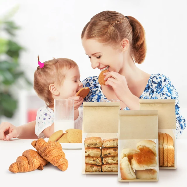 Alt view image 6 of 7 - Bread Bags For Homemade Breads, 100 PCS, 11 x 5.1 x 3.9 Inches Tin Tie Tab Lock, Window, Bakery Bags, Cookie & Pastry Packaging