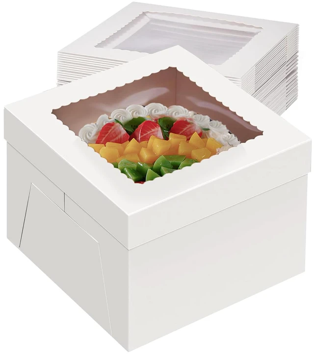 Main image of 24 Pack Cake Boxes 12 Inch, Sturdy 12x12x8 Inch Bundt Cake Boxes for Home Bakers, Transportation, Multi-Layer Cakes, White Gift Cakes For Wedding, Birthday, Fathers day