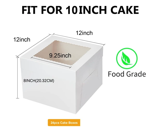 Alt view image 2 of 7 - 24 Pack Cake Boxes 12 Inch, Sturdy 12x12x8 Inch Bundt Cake Boxes for Home Bakers, Transportation, Multi-Layer Cakes, White Gift Cakes For Wedding, Birthday, Fathers day