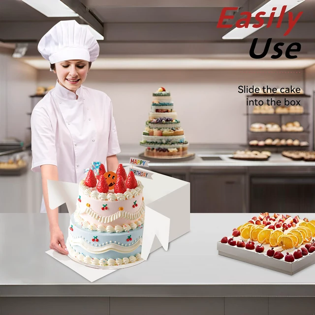 Alt view image 4 of 7 - 24 Pack Cake Boxes 12 Inch, Sturdy 12x12x8 Inch Bundt Cake Boxes for Home Bakers, Transportation, Multi-Layer Cakes, White Gift Cakes For Wedding, Birthday, Fathers day
