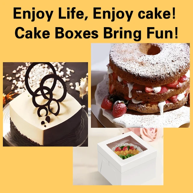 Alt view image 6 of 7 - 24 Pack Cake Boxes 12 Inch, Sturdy 12x12x8 Inch Bundt Cake Boxes for Home Bakers, Transportation, Multi-Layer Cakes, White Gift Cakes For Wedding, Birthday, Fathers day