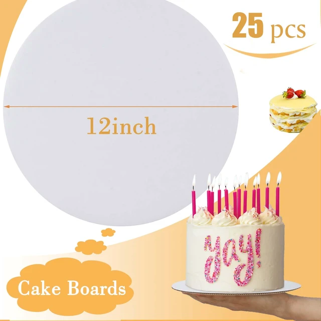 Alt view image 3 of 7 - Cake Boards 25 PCS, Cake Boards 12 Inch Round, Cardboard Cake Rounds, Disposable Cake Plates, Food Grade Cake Base Cake Tray Cake Circles, 12 Inch Cake Board White Cardboard Circles Round Base