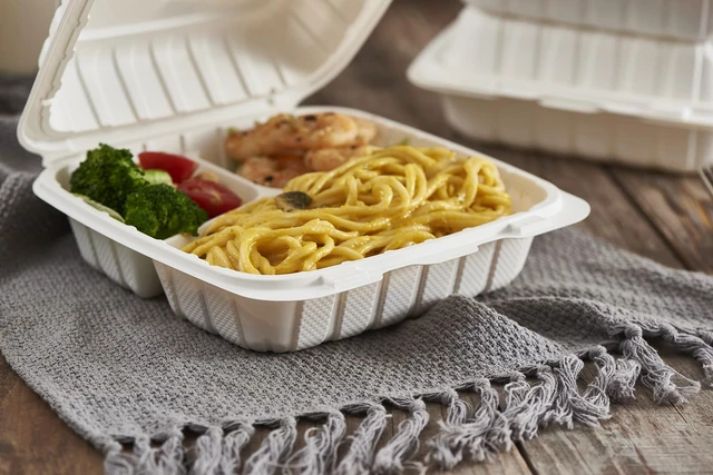 Alt view image 5 of 7 - 8X8 3Compartment 50Pack Plastic Clamshell Take Out Food Containers, Heavy Duty To-go Disposable Lunch Box Restaurant Meal Prep Packaging Catering Hinged Container (Formerly FULING)