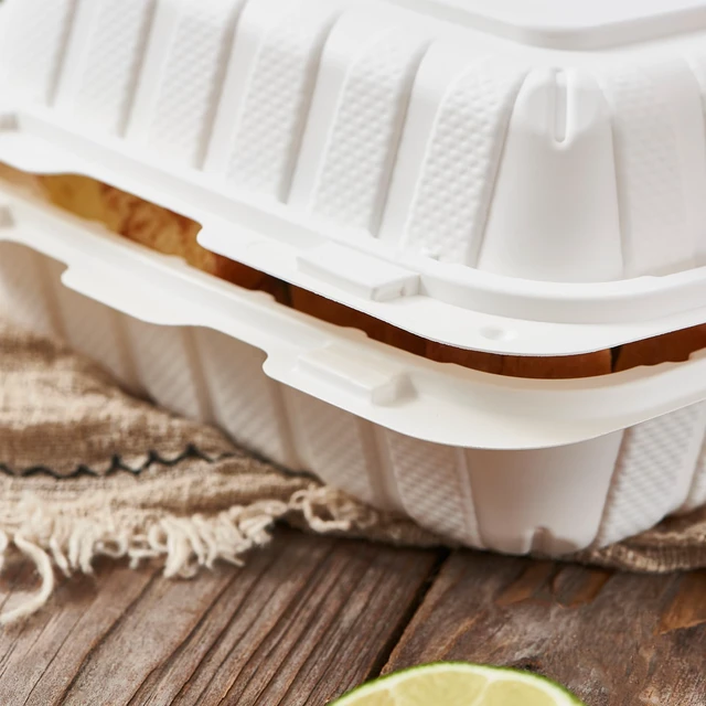 Alt view image 7 of 7 - 8X8 3Compartment 50Pack Plastic Clamshell Take Out Food Containers, Heavy Duty To-go Disposable Lunch Box Restaurant Meal Prep Packaging Catering Hinged Container (Formerly FULING)