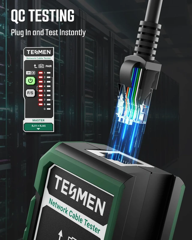 Alt view image 3 of 7 - TLP-528A Network Cable Tester for RJ11 RJ45, Ethernet Wire Tester for LAN & TEL Continuity and QC Test, for CAT5/CAT6/CAT7, Suitable for Cable Maintenance and Sorting - Green