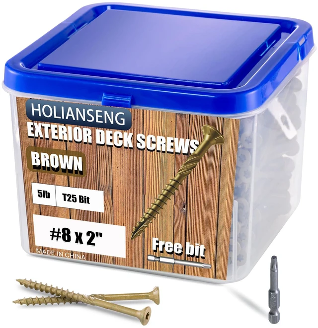 Main image of Deck Screws 2 Inch, #8 x 2 Inch, 620Pcs, Rust Resistant, Brown Epoxy Coated, Outdoor Screws, Torx/Star Drive, T25 Bit