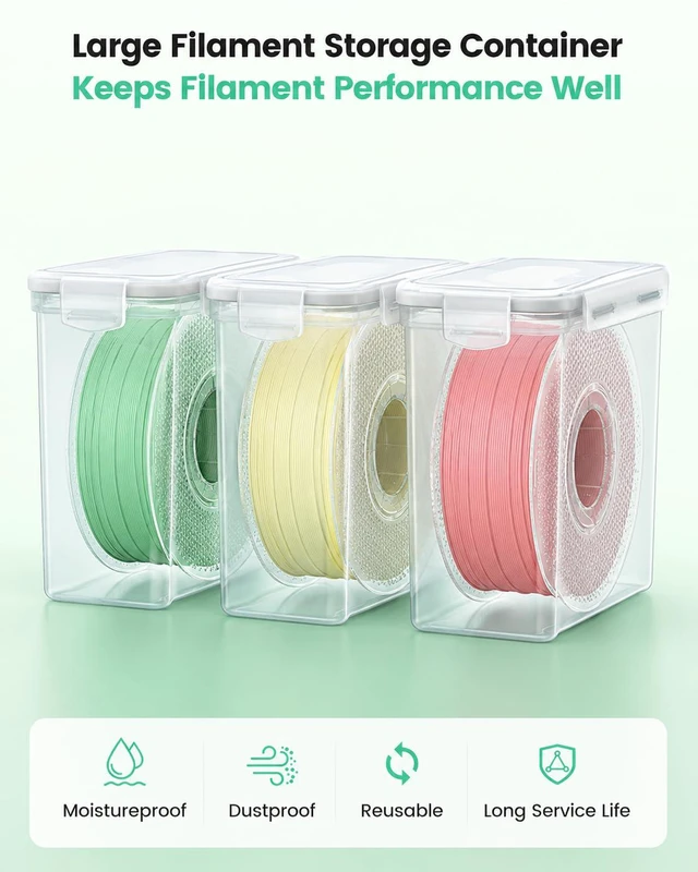 Alt view image 2 of 6 - Filament Storage Box - 4 Pack Filaments Container for 3D Printing Filaments Sealing and Protection - Portale Filament Storage with Desiccant,Water-Proof and Dust-Proof 4.0L(9.03 * 8 * 3)