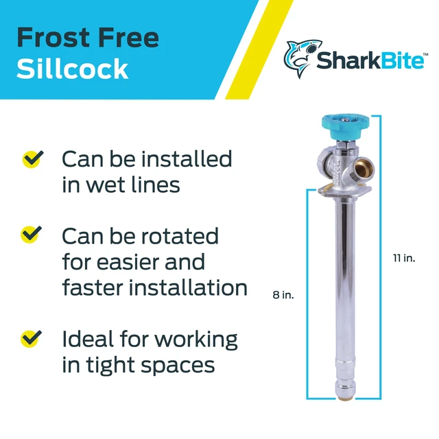 Alt view image 4 of 6 - 8 Brass Push Frostfree Sillcock, Chrome/Blue