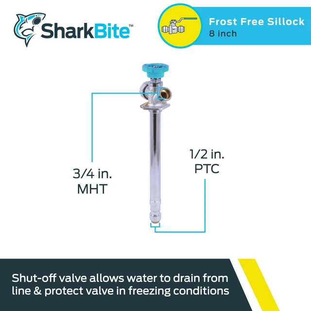 Alt view image 2 of 6 - 8 Brass Push Frostfree Sillcock, Chrome/Blue