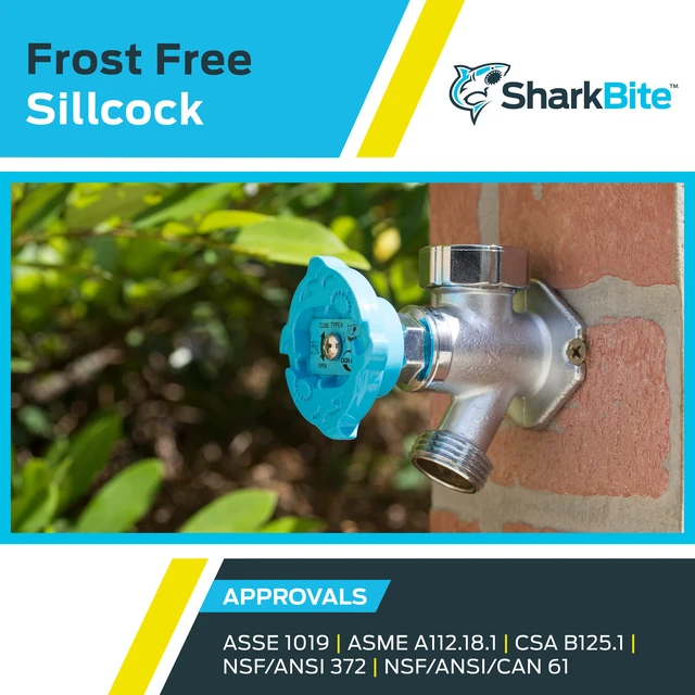 Alt view image 5 of 6 - 8 Brass Push Frostfree Sillcock, Chrome/Blue