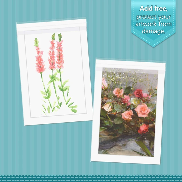 Alt view image 3 of 7 - 13x19 Inch Crystal Sealed Clear Plastic Sleeves,100 Pack Resealable Adhesive, Clear Stoarge Bags, For Pictures, Photos, Framing Mat Mattes, 13-7/16" x 19-1/4"