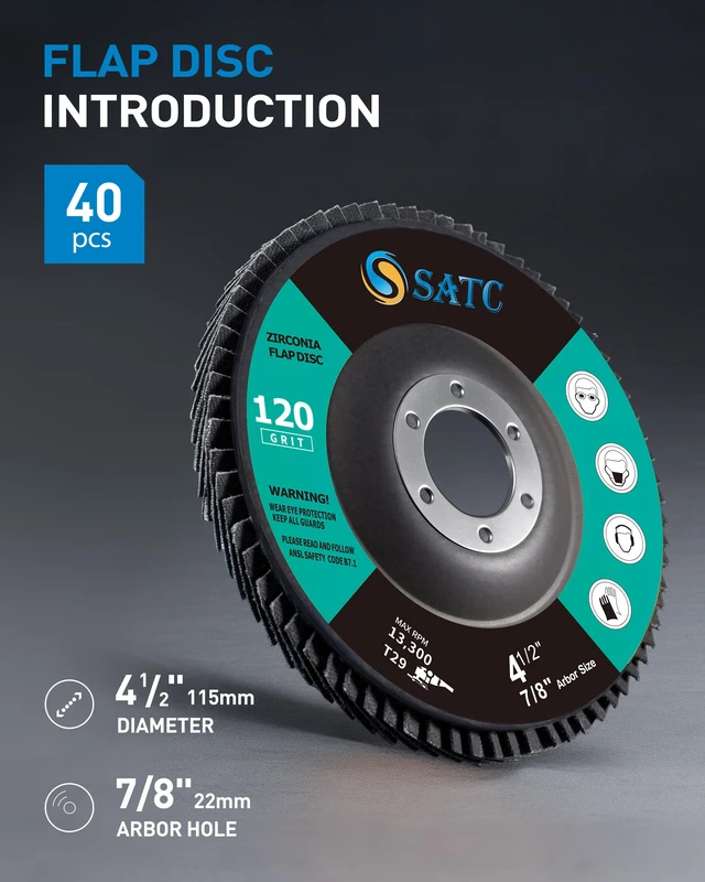 Alt view image 2 of 7 - 4.5" x 7/8" Inch Flap Discs 40 Pack Grinding Wheels 120 Grit T29 Zirconia Flap Wheels for 4 1/2 Inch Angle Grinder Metal Stainless Steel
