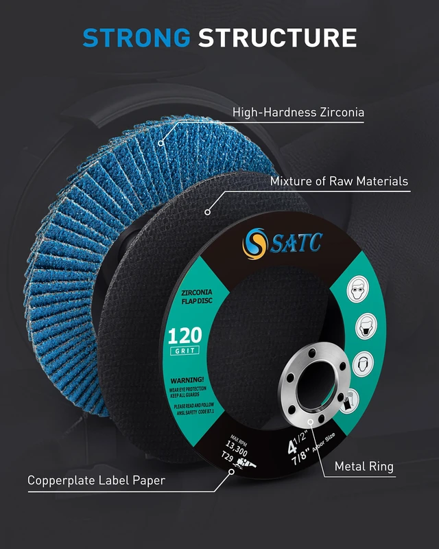 Alt view image 3 of 7 - 4.5" x 7/8" Inch Flap Discs 40 Pack Grinding Wheels 120 Grit T29 Zirconia Flap Wheels for 4 1/2 Inch Angle Grinder Metal Stainless Steel