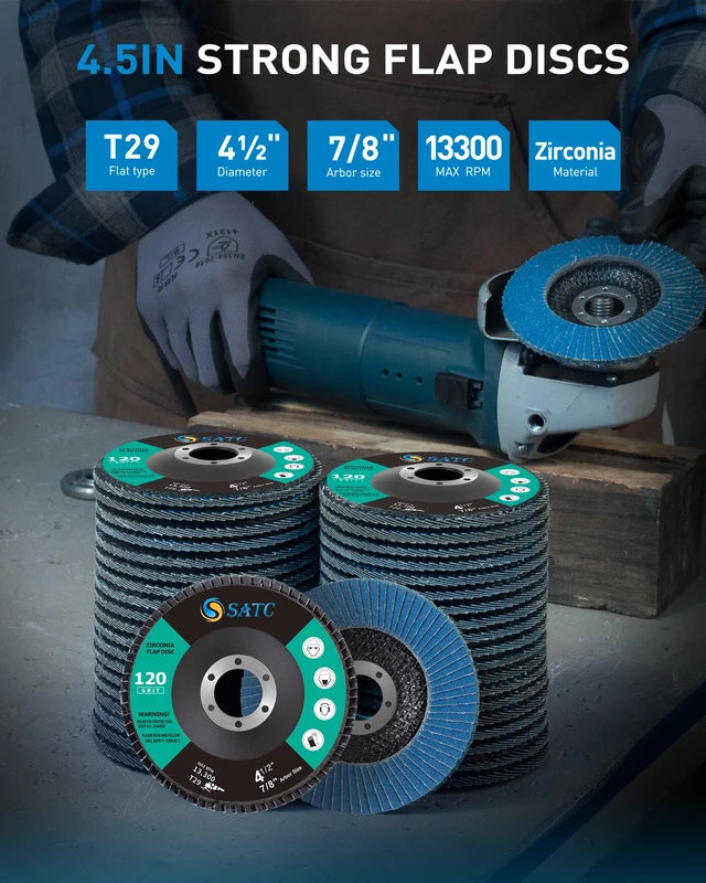 Alt view image 7 of 7 - 4.5" x 7/8" Inch Flap Discs 40 Pack Grinding Wheels 120 Grit T29 Zirconia Flap Wheels for 4 1/2 Inch Angle Grinder Metal Stainless Steel