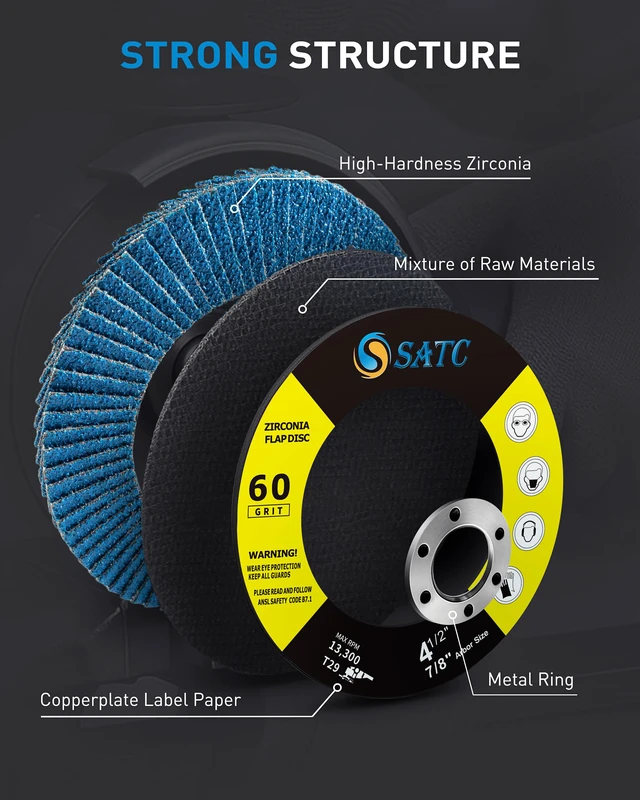 Alt view image 3 of 7 - Flap Discs 4 1/2 for Angle Grinder 40 Pack Bevel Type Sanding Discs 60 Grit Zirconia Flap Wheels Type 29