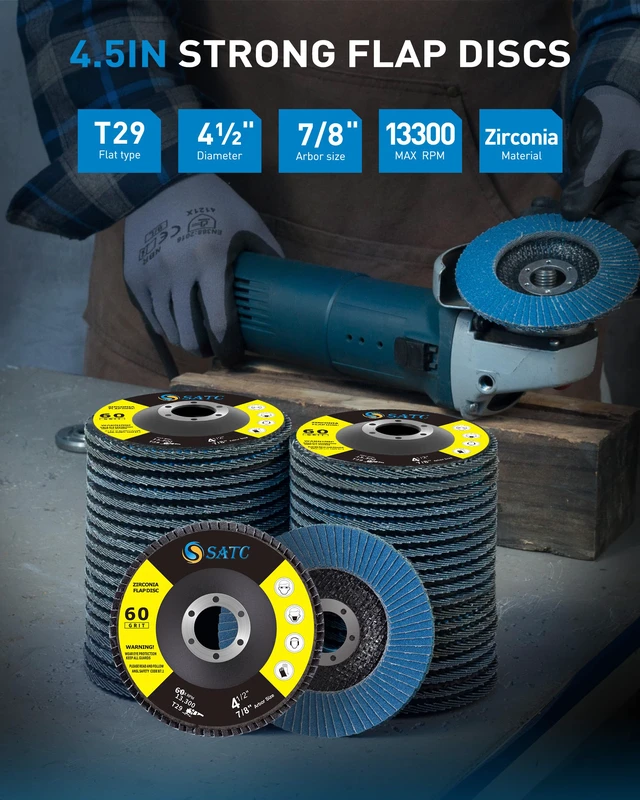 Alt view image 7 of 7 - Flap Discs 4 1/2 for Angle Grinder 40 Pack Bevel Type Sanding Discs 60 Grit Zirconia Flap Wheels Type 29
