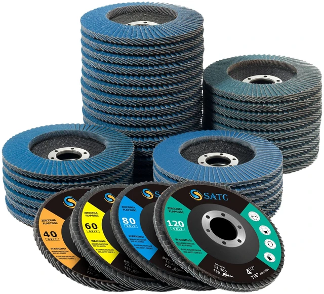 Main image of 40 PCS Flap Discs 4 1/2 for Angle Grinder 40/60/80/120 Grit High-Performance Abrasive Grinding Wheels for Metal Wood Stainless Steel Type 29