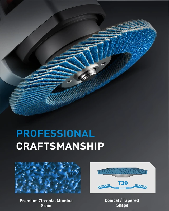 Alt view image 5 of 7 - 40 PCS Flap Discs 4 1/2 for Angle Grinder 40/60/80/120 Grit High-Performance Abrasive Grinding Wheels for Metal Wood Stainless Steel Type 29