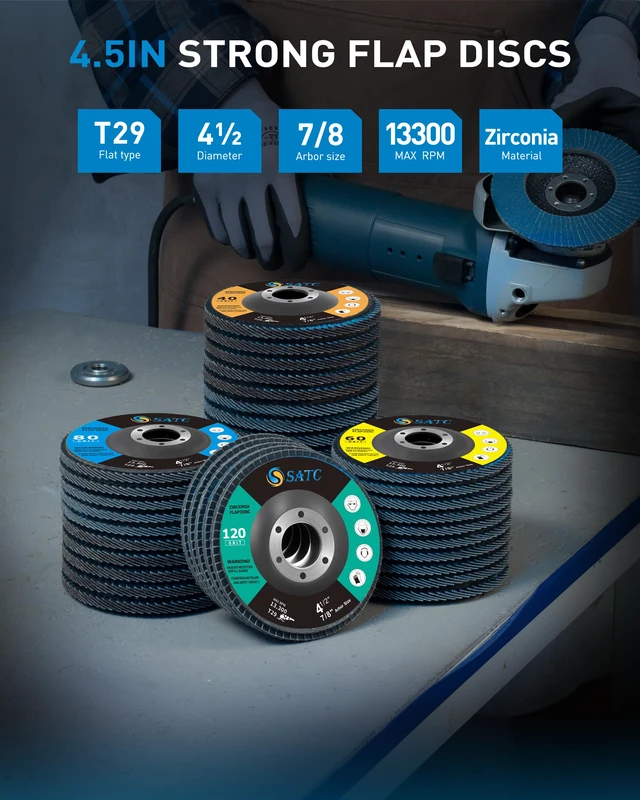 Alt view image 7 of 7 - 40 PCS Flap Discs 4 1/2 for Angle Grinder 40/60/80/120 Grit High-Performance Abrasive Grinding Wheels for Metal Wood Stainless Steel Type 29