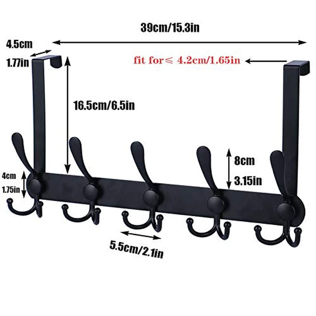 Alt view image 2 of 7 - Over The Door Hooks,Coat Rack for Hanging Clothes Hat Towel (Heavy Duty Black 2pcs)
