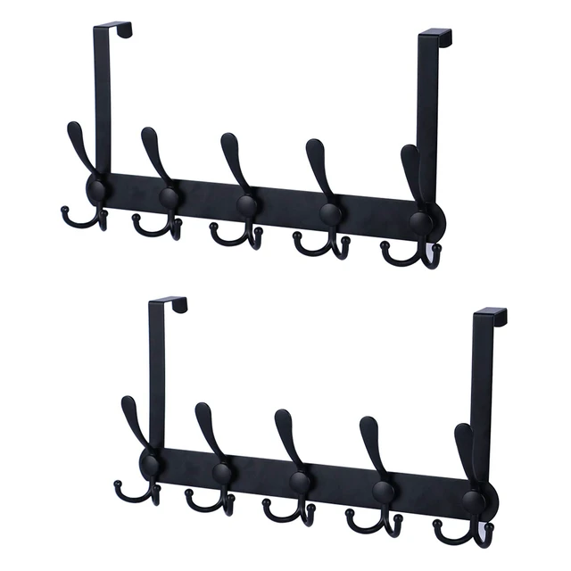 Main image of Over The Door Hooks,Coat Rack for Hanging Clothes Hat Towel (Heavy Duty Black 2pcs)