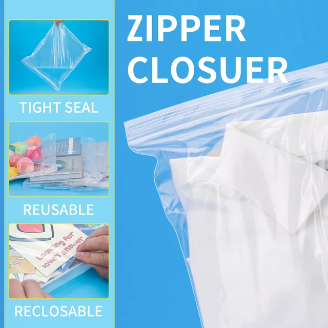 Alt view image 3 of 7 - 120 Count 10" X 13" Clear Large Plastic Zip Bags Resealable Poly Bag for Clothing, T-Shirt, Prints, Photos, Documents, Home, Office Storage & Organization