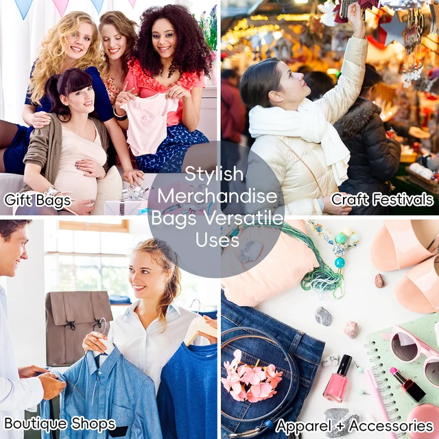 Alt view image 7 of 7 - 100 Pack Clear Thank You Shopping Bags for Small Business 15x18 In Extra Thick 2.36 Mil, Plastic Thank you bags with Handle, For Retail, Boutique, Clothes, Party Favors, Craft Fairs, Gift