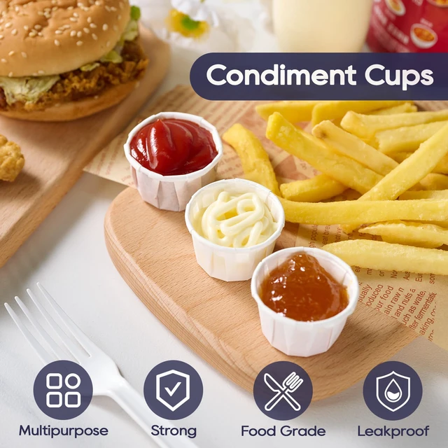 Alt view image 5 of 7 - 500 Pack 1 oz Disposable Condiment Cups, 1 oz Souffle Medicine Cups Stackable, medicine cups, souffle cups, pill cups, small paper cups, dispensing medicines, single-use, lightweight compact