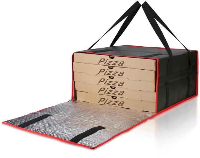 Main image of Pizza Bags for Delivery, Insulated Pizza Warmer Bag, 20" x 20" x 10" Insulated Delivery Bag for Commercial Use, Pizza Carrier for Food Delivery & Catering, Food Delivery Accessories, Black/Red