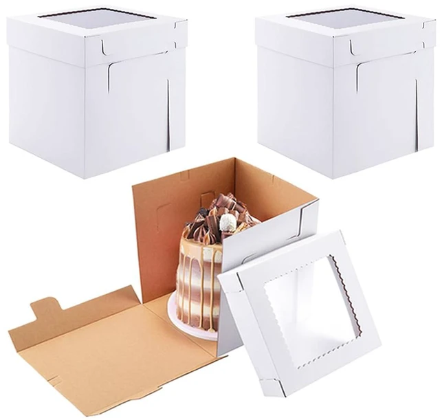 Main image of Tall Cake Boxes for Tier Cakes,8x8x8 Inch 12Pack Thick Sturdy Cake Box with Window, White Cake Carrier,Disposable Cake Containers