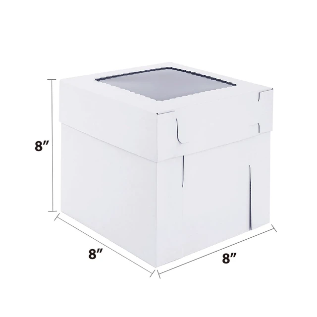 Alt view image 2 of 7 - Tall Cake Boxes for Tier Cakes,8x8x8 Inch 12Pack Thick Sturdy Cake Box with Window, White Cake Carrier,Disposable Cake Containers