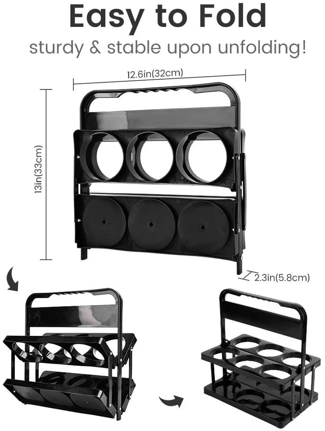 Alt view image 4 of 7 - Portable Drink Carrier Suitable for Doordash Accessories Grubhub Postmates Drivers, Reusable Cup Holder with Handle,Perfect Plastic take Out Carriers delivery, Black, (112)