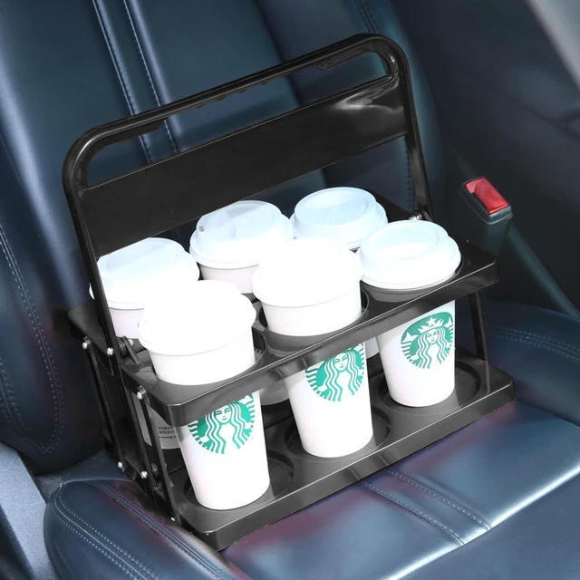 Alt view image 5 of 7 - Portable Drink Carrier Suitable for Doordash Accessories Grubhub Postmates Drivers, Reusable Cup Holder with Handle,Perfect Plastic take Out Carriers delivery, Black, (112)