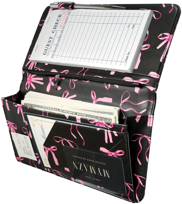 Main image of Server Book with Zipper Pocket and Magnetic Closure Server Booklet Waitress Book Serving Book with Money Pocket Waitstaff Organizer Fit Server Apron Waiter Book Wallet High Volume Pocket
