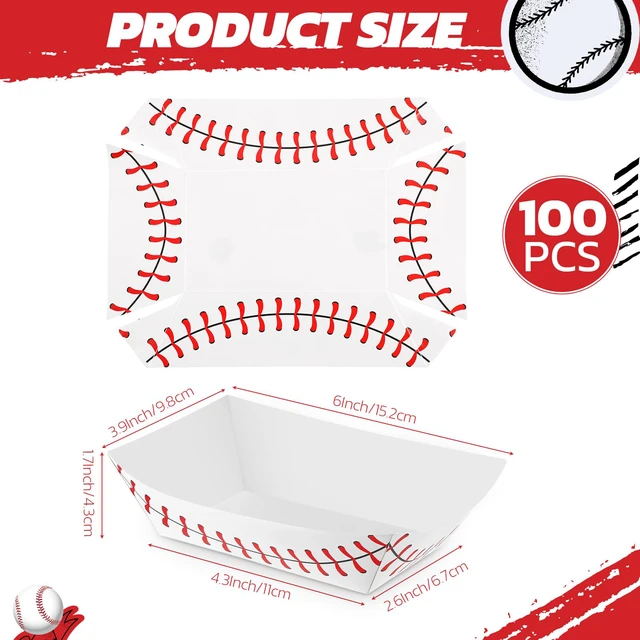 Alt view image 2 of 6 - 100 Pack Baseball Party Supplies Paper Food Nacho Trays, 2lb