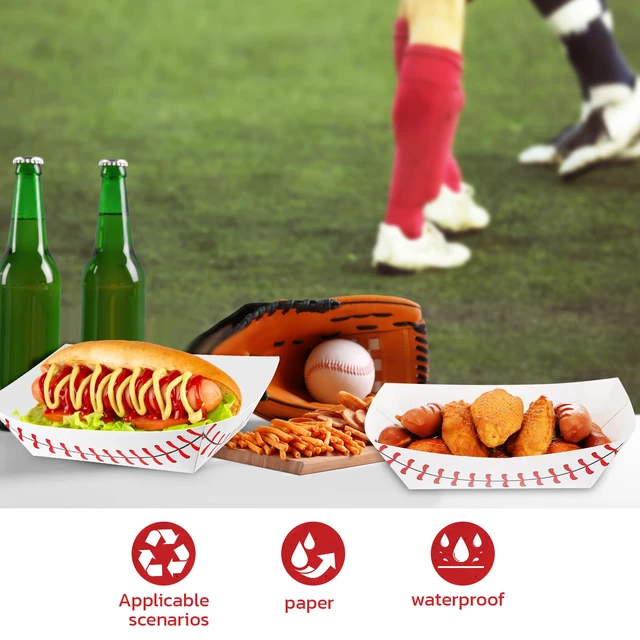 Alt view image 5 of 6 - 100 Pack Baseball Party Supplies Paper Food Nacho Trays, 2lb