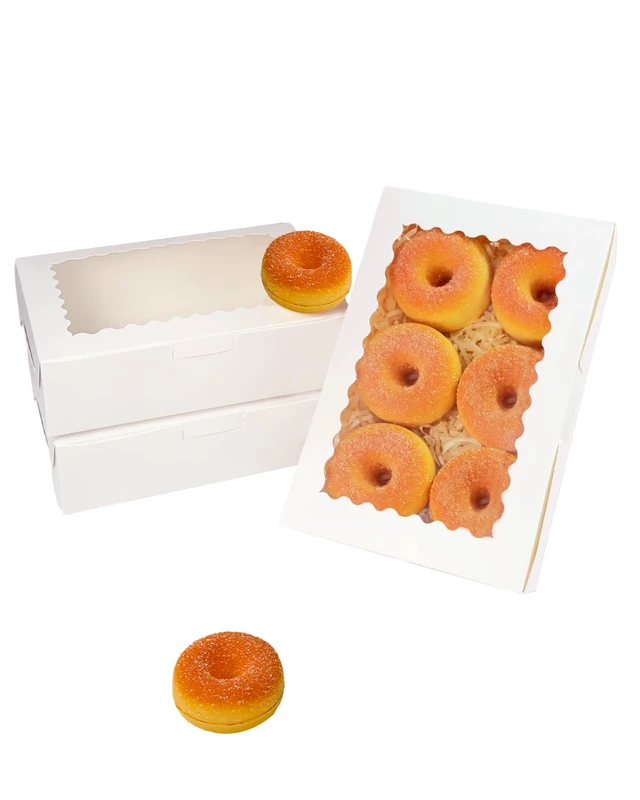 Alt view image 2 of 7 - 100Pcs White Cookie Box with Window 9"x6"x2.5" Pastry Macaron Bakery Box for Packaging