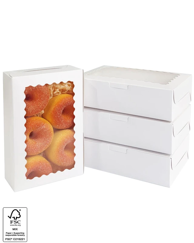 Alt view image 3 of 7 - 100Pcs White Cookie Box with Window 9"x6"x2.5" Pastry Macaron Bakery Box for Packaging