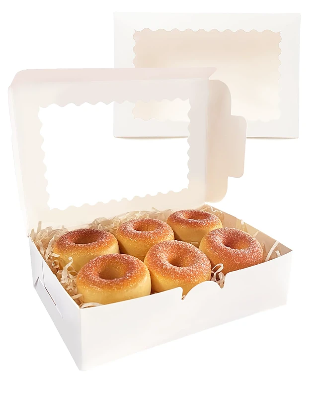 Alt view image 4 of 7 - 100Pcs White Cookie Box with Window 9"x6"x2.5" Pastry Macaron Bakery Box for Packaging