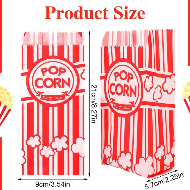 Alt view image 3 of 6 - 600 Pcs Paper Popcorn Bags, 1 Oz, Oil-Resistant, for Movie Nights Business Food-Grade Paper, Individual Serving Size, Easy to Stack, for Popcorn Machine, School Carnivals, Parties