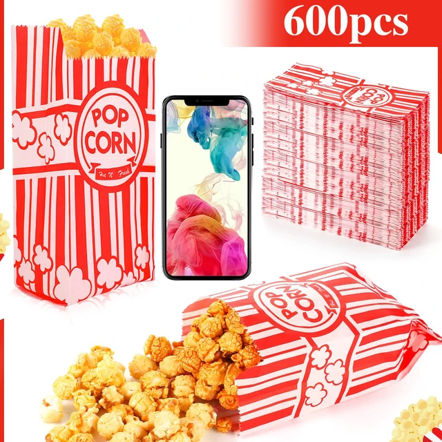 Alt view image 2 of 6 - 600 Pcs Paper Popcorn Bags, 1 Oz, Oil-Resistant, for Movie Nights Business Food-Grade Paper, Individual Serving Size, Easy to Stack, for Popcorn Machine, School Carnivals, Parties