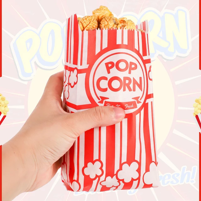 Alt view image 5 of 6 - 600 Pcs Paper Popcorn Bags, 1 Oz, Oil-Resistant, for Movie Nights Business Food-Grade Paper, Individual Serving Size, Easy to Stack, for Popcorn Machine, School Carnivals, Parties