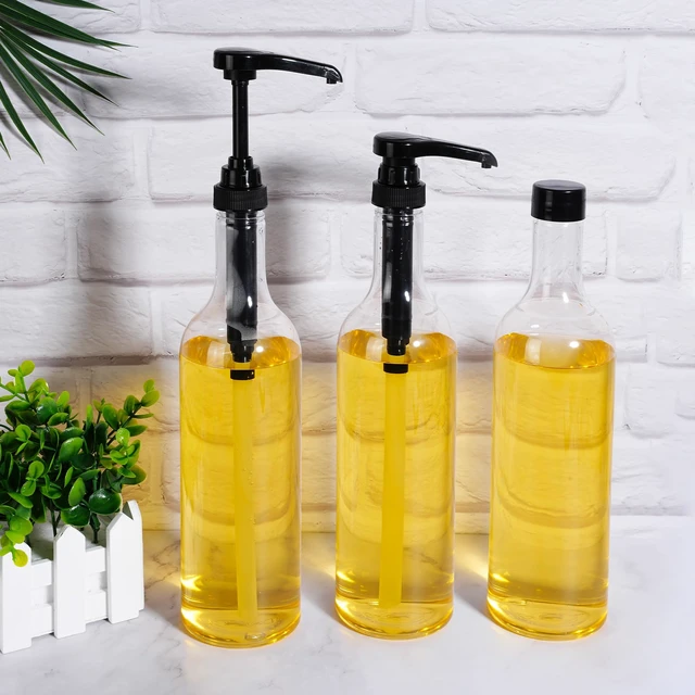 Alt view image 4 of 7 - 12 Pcs 25 oz Plastic Syrup Bottles with Pump Syrup Dispenser, Black Clear Dispenser Bottle for Coffee Bar Accessories, Long Neck, Sauce Condiment, Party Drink Service, Kitchen Restaurant Home