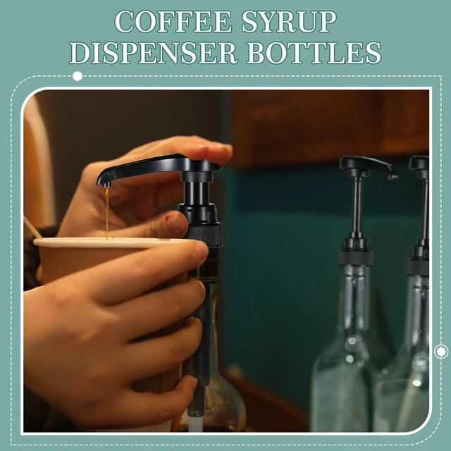 Alt view image 5 of 7 - 12 Pcs 25 oz Plastic Syrup Bottles with Pump Syrup Dispenser, Black Clear Dispenser Bottle for Coffee Bar Accessories, Long Neck, Sauce Condiment, Party Drink Service, Kitchen Restaurant Home