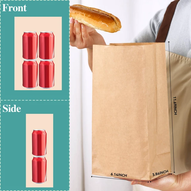 Alt view image 2 of 7 - 8 LB Paper Lunch Bags, 100 Count Brown Paper Bags, Small Kraft Sandwich Bags,Small Lunch Bags Disposable,Take Out Bags for Sandwich,Mini Kraft Bags,Crafting Art,Kitchen Storage