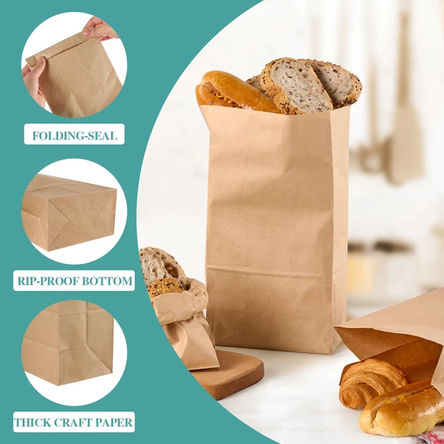 Alt view image 3 of 7 - 8 LB Paper Lunch Bags, 100 Count Brown Paper Bags, Small Kraft Sandwich Bags,Small Lunch Bags Disposable,Take Out Bags for Sandwich,Mini Kraft Bags,Crafting Art,Kitchen Storage