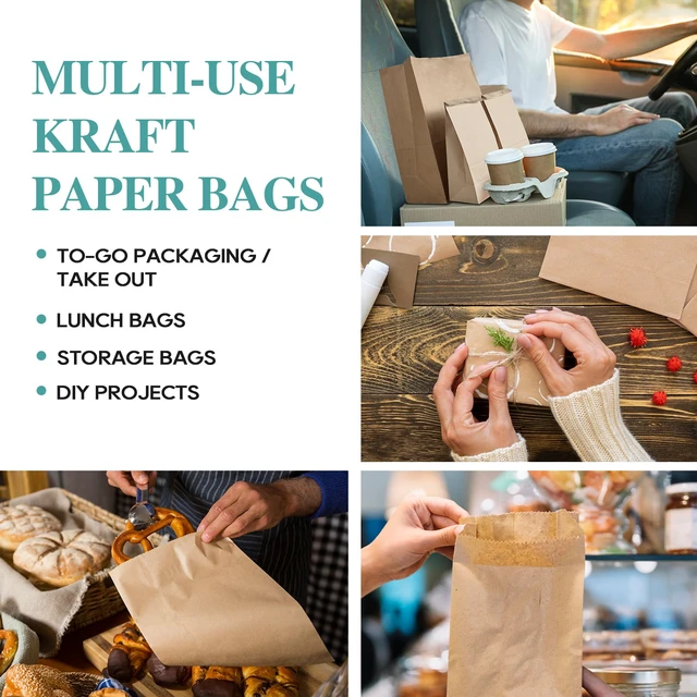 Alt view image 4 of 7 - 8 LB Paper Lunch Bags, 100 Count Brown Paper Bags, Small Kraft Sandwich Bags,Small Lunch Bags Disposable,Take Out Bags for Sandwich,Mini Kraft Bags,Crafting Art,Kitchen Storage
