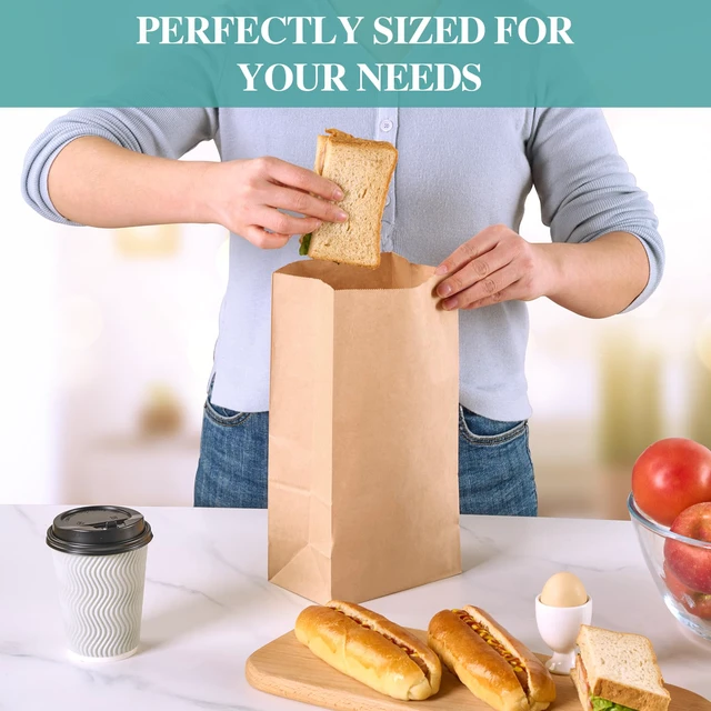 Alt view image 5 of 7 - 8 LB Paper Lunch Bags, 100 Count Brown Paper Bags, Small Kraft Sandwich Bags,Small Lunch Bags Disposable,Take Out Bags for Sandwich,Mini Kraft Bags,Crafting Art,Kitchen Storage