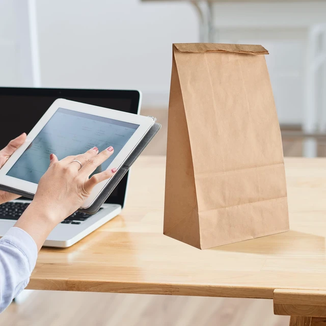 Alt view image 6 of 7 - 8 LB Paper Lunch Bags, 100 Count Brown Paper Bags, Small Kraft Sandwich Bags,Small Lunch Bags Disposable,Take Out Bags for Sandwich,Mini Kraft Bags,Crafting Art,Kitchen Storage
