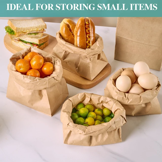 Alt view image 7 of 7 - 8 LB Paper Lunch Bags, 100 Count Brown Paper Bags, Small Kraft Sandwich Bags,Small Lunch Bags Disposable,Take Out Bags for Sandwich,Mini Kraft Bags,Crafting Art,Kitchen Storage